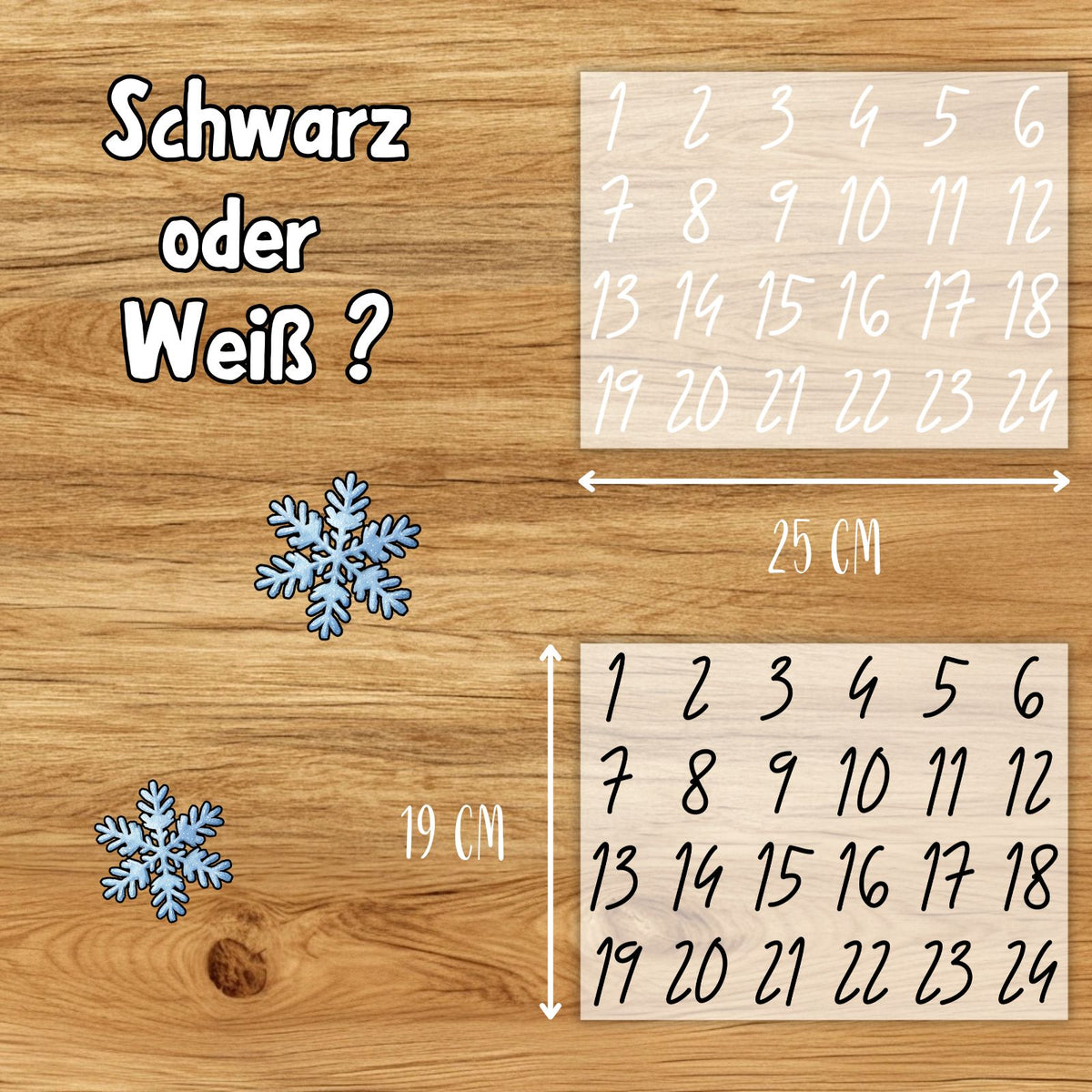 Bügelbilder Adventskalender Zahlen 1-24