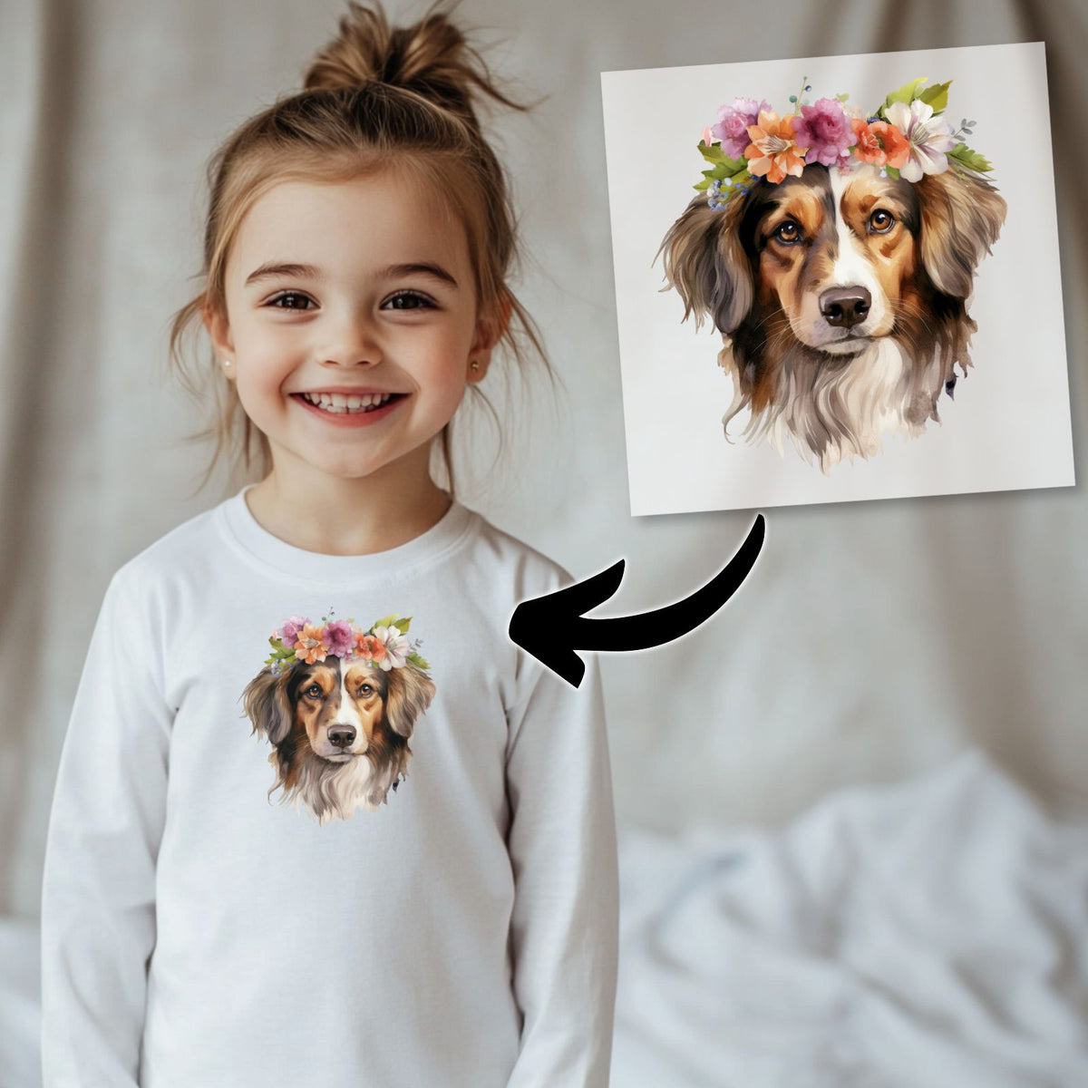 Bügelbild Blumenhund 5 Motive