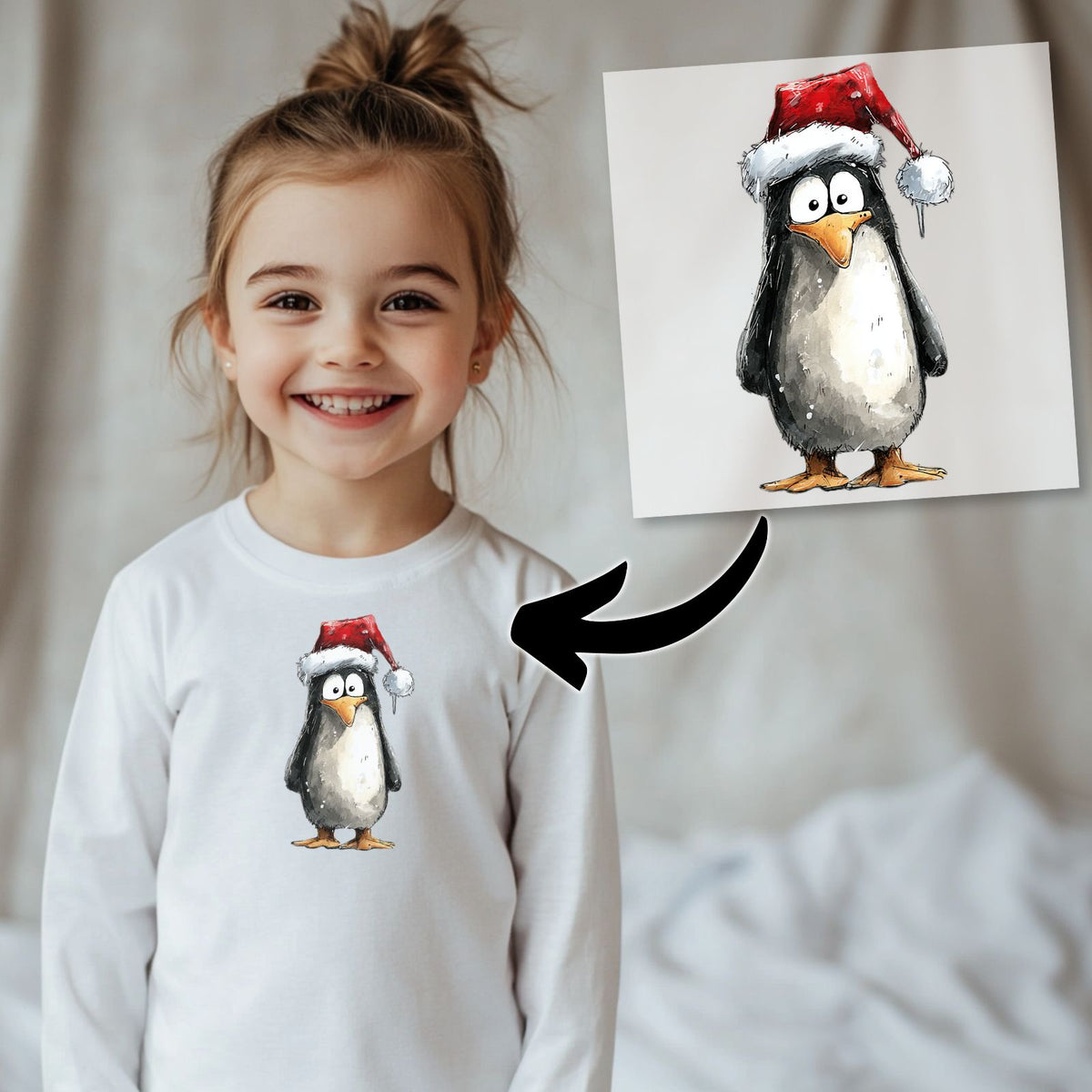 Bügelbild Pinguin Weihnachten