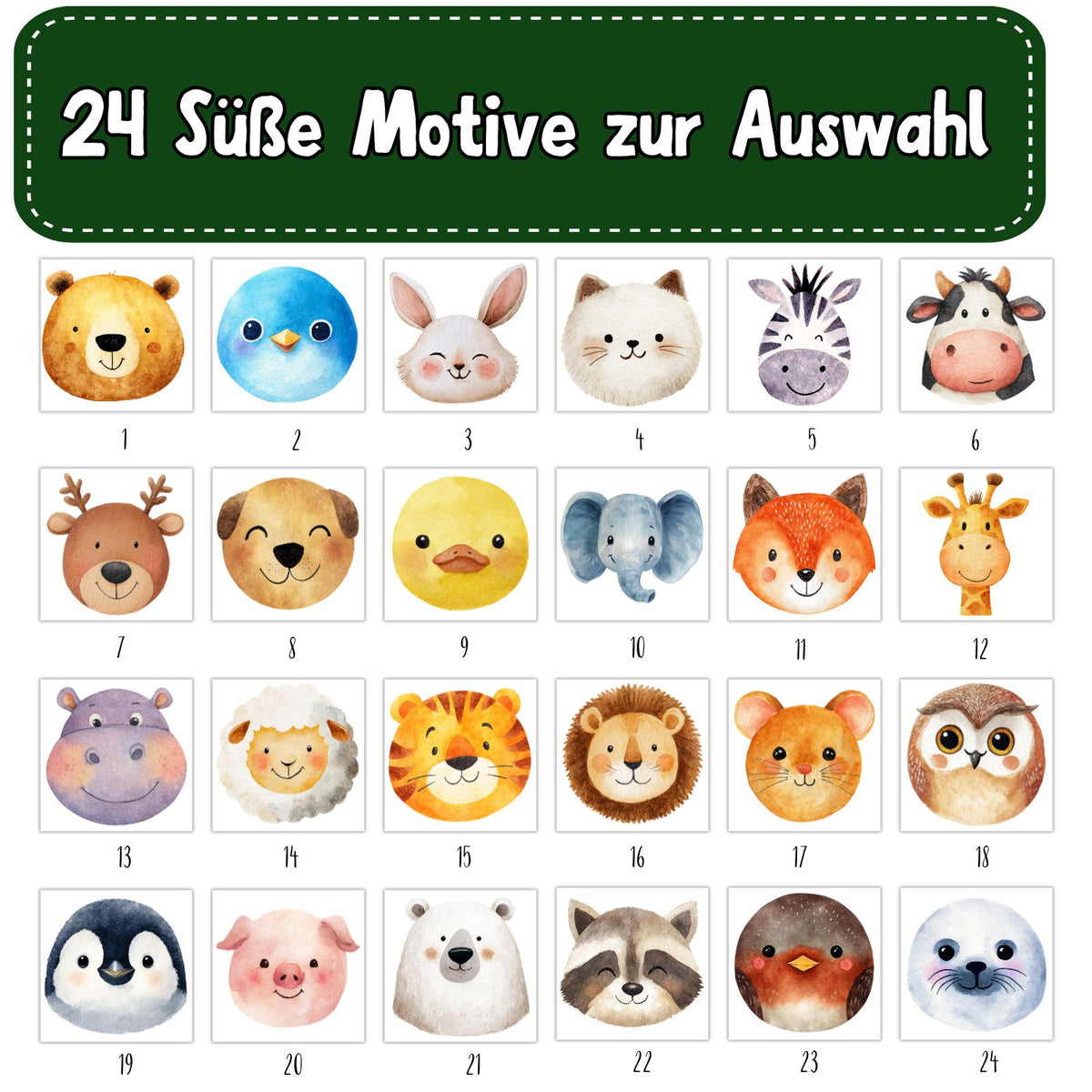 Süße Tiere Bügelbild 24 Motive