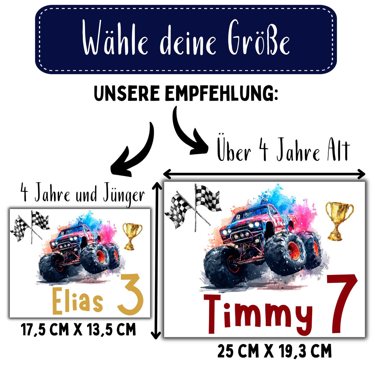 Monstertruck Bügelbild, Personalisiert